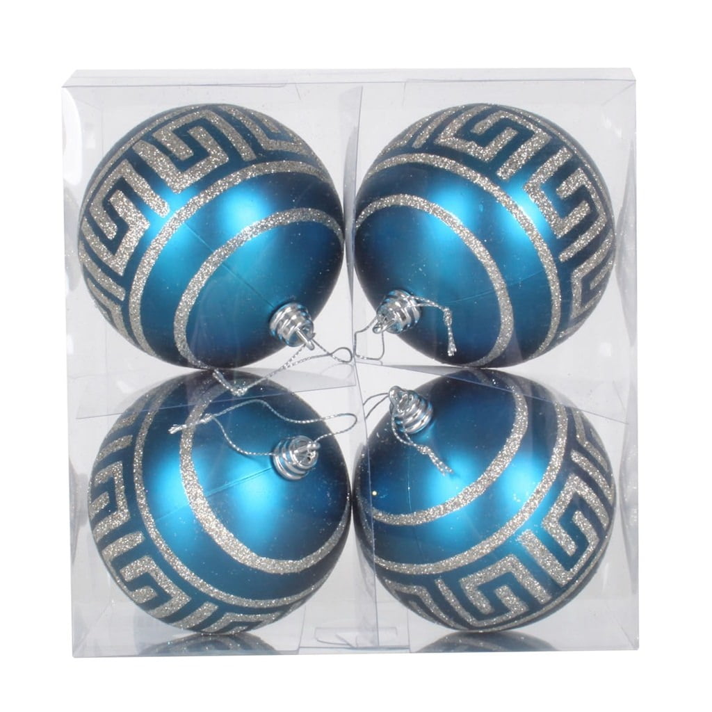 Vickerman 375808 4" Sea Blue Matte Silver Glitter Ball Christmas Tree
