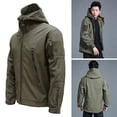 thumbnail image 3 of Chaqueta de senderismo Softshell para hombre, ligera, con capucha, cremallera, Verde Cola Chaqueta de hombre, 3 of 8