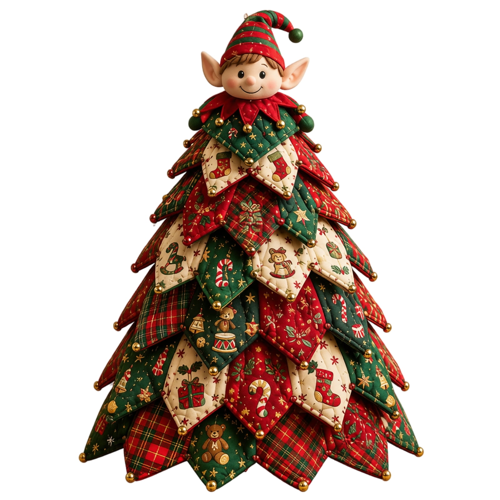 DIY Christmas Tree Quilting Craft Kit Fabric Sewing Pattern Template Set with Instructions for Adults Beginners Holiday Tabletop Decor Handcraft Christmas Gift Pack