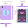 thumbnail image 6 of ELEHOLD for iPad Pro 11 inch 2022/2021/2020/2018 iPad Air 5/Air 4 Rugged Case, Shockproof Heavy Duty Protective Cover with Handle Strap & Pencil Holder & Kickstand & Shoulder Strap - Purple Green, 6 of 13