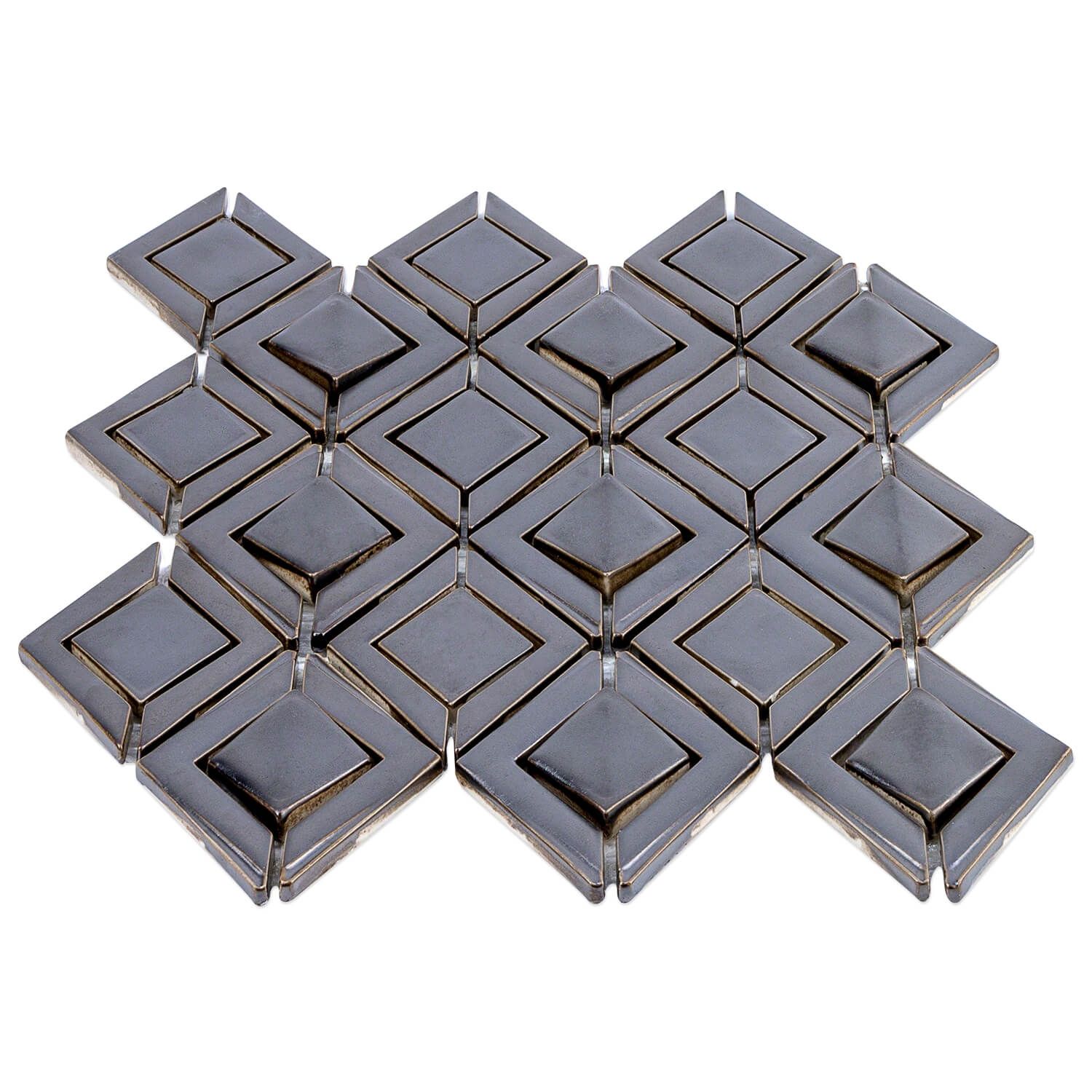 Bond Tile Divine Jewel Gunmetal 12 in. x 16 in. Polished Ceramic Mosaic ...