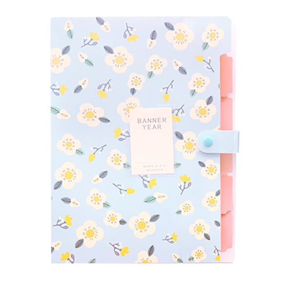 Flower Pattern File Folder 6 Pockets Expandable Folder Letter Size Document Organiser 325x240mm for School Office