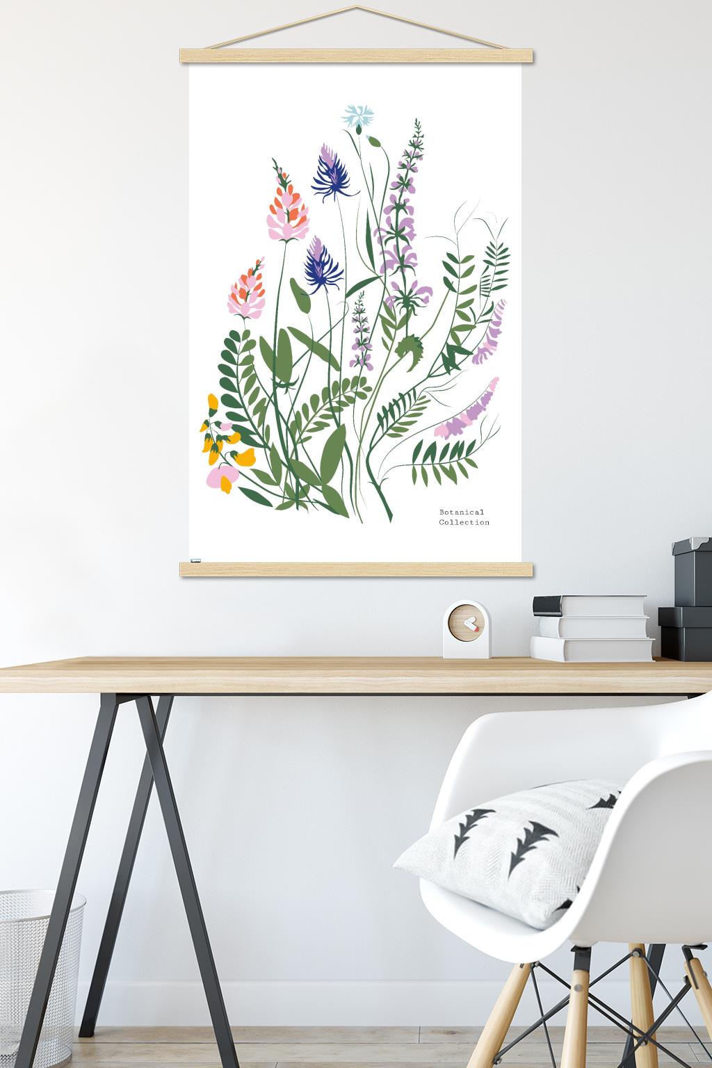 Botanical Collection - Wild Flowers Wall Poster with Magnetic Frame, 22.375" x 34"