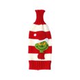 thumbnail image 1 of Kearding Cubierta de botella de vino Navidad Santa Claus Elk de comedor en casa Ropa de rayas tejidas elásticas Banda de champán Kits de decoración para fiestas Type1 Grinch, 1 of 6