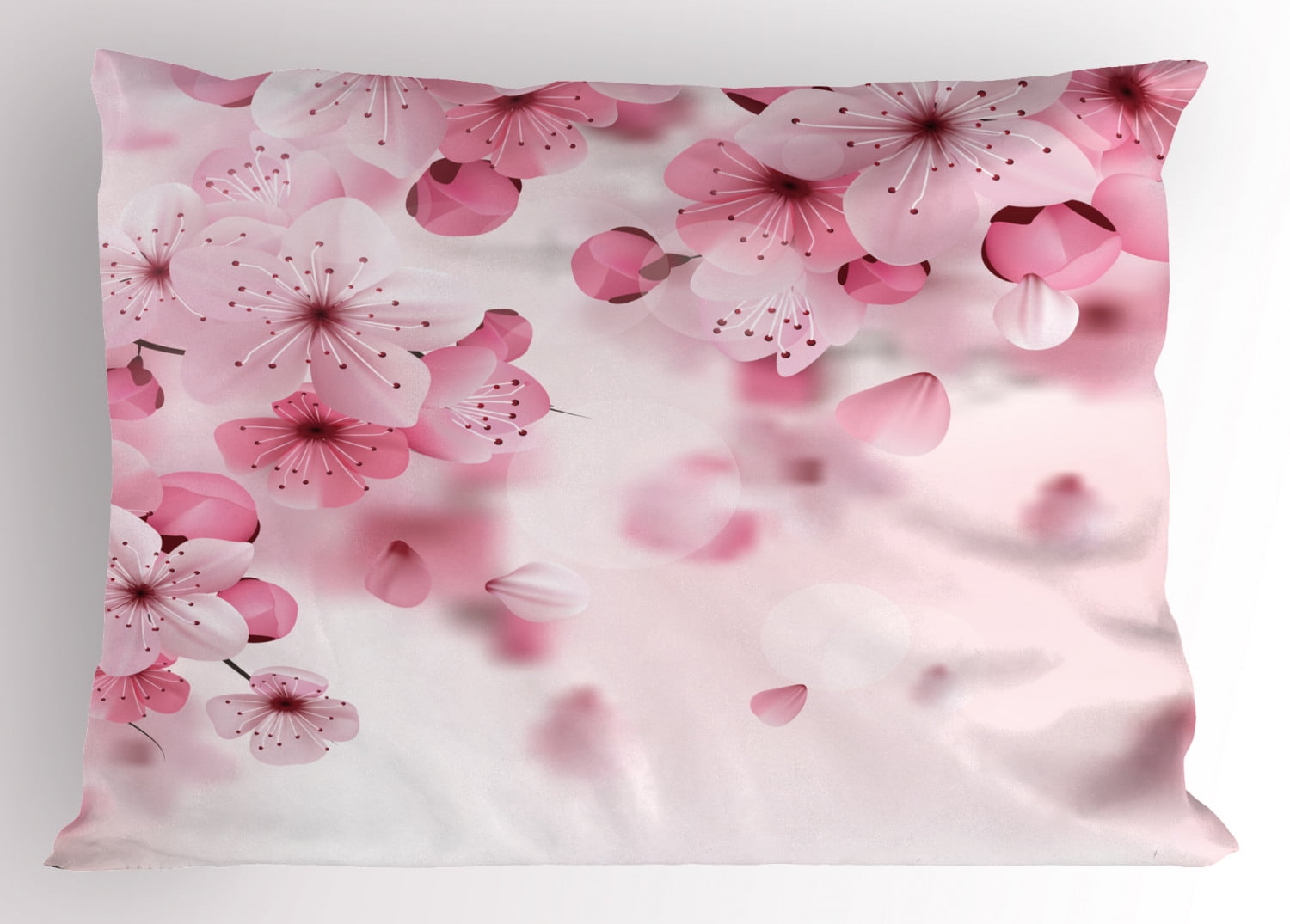 Floral Pillow Sham Japanese Sakura Flowers Blossoms Eastern Spring