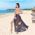thumbnail image 6 of FORMRS Womens Long Sarong Beach Wrap Semi-Sheer Bikini Skirt Bathing Swimsuit Cover Up, Black Floral Pattern, 6 of 7