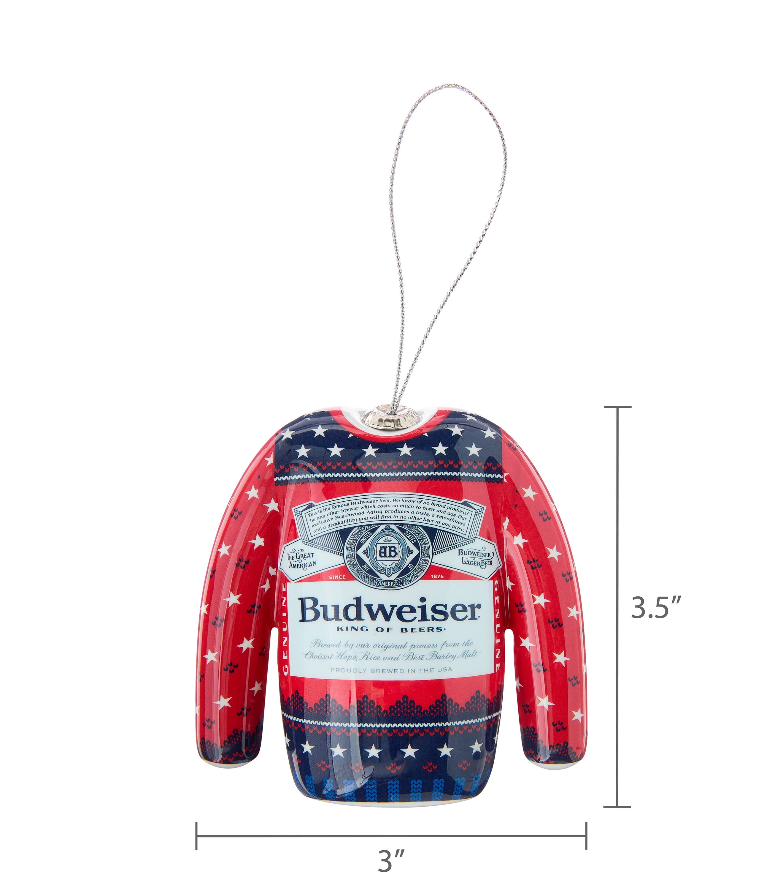 Budweiser Ugly Sweater Decoupage Holiday Ornament, Blue, Red, Collectible, by Ruz