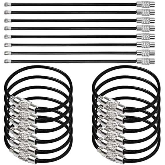 50 Pieces Metal Cable Key Rings 4 Inch Stainless Steel Wire Keychain Cable Heavy Duty Luggage Tags 2mm Cable Key Rings for ID Tags Outdoor Hiking (Black)$$Sport & Recreation Other