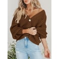 thumbnail image 2 of Women's Chunky Knit Open Front Sweater Long Sleeve Button Loose Short Cardigan Outerwear Coats, 2 of 15