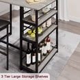 thumbnail image 3 of Kitchen mesa set para 2 con a almacenamiento estante. includes 2 forrado sillas. ideal para para small spaces y apartments (gray), 3 of 7