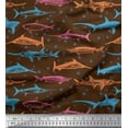thumbnail image 1 of Soimoi Poly Georgette Fabric Bubbles & Fish Ocean Print Fabric by The Yard 42 Inch Wide, 1 of 2