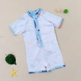 thumbnail image 6 of PINQI Baby Lightweight Short Pants Lake Blue Pattern Short Sleeve Swimsuit Beach Swimwear Bathing Suits Toddler Boys Girls Zipper Rash Guard Swimsuit Comfortable, 6 of 9