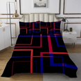 thumbnail image 1 of YST Abstract Square Bedding Queen Size Black and Navy Red Bedspread Set, Rectangle Minimalism Quilt Set Modern Geometric Coverlet Set for Boys Girls, Contemporary Aesthetic Bed Set, 1 of 5