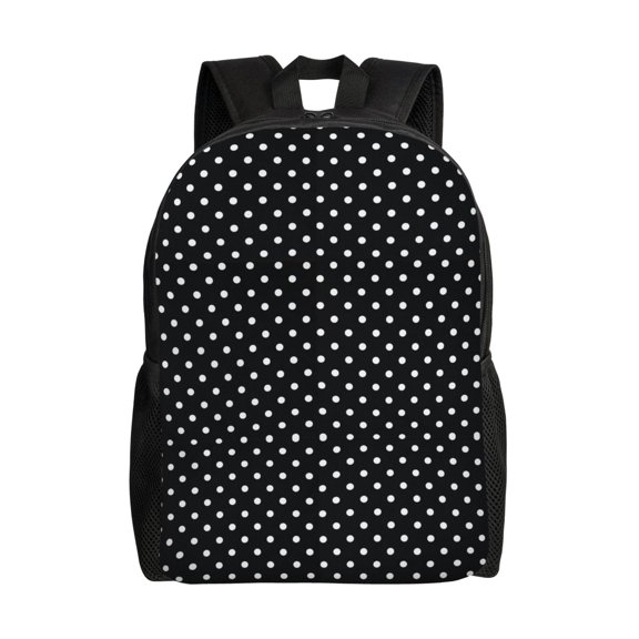 Black Polka Dot Backpack Travel Bag For Men Women Lightweight Back Pack With Laptop Compartmen