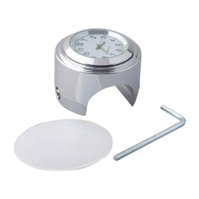 Reloj universal con de manillar de 7/8 "para motocicleta, resistente para ATV Dirt Bike Motocross (carcasa cromada) Blanco Zulema reloj del manillar de la motocicleta