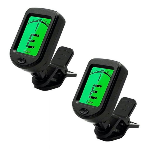 Professional Clip-On Guitar Tuner for Acoustic/Electric Guitar, Ukulele, Violin, Bass,& Chromatic Tuning Modes (2 Pack)
