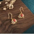 thumbnail image 5 of HOOUN Jade Bohemian Drop Dangle Earrings Elephant 18K Gold Plated Crystal Gemstone, 5 of 5
