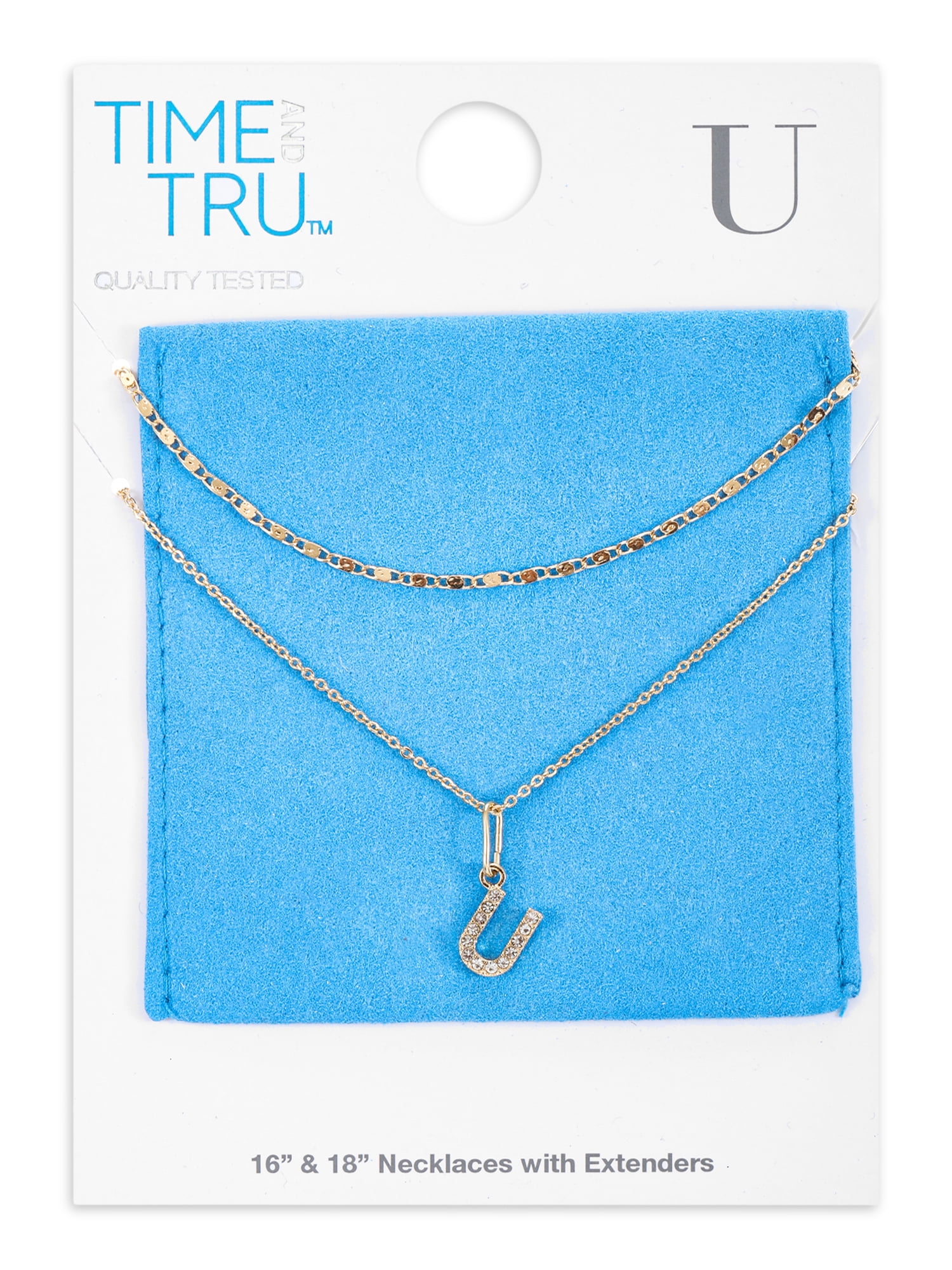 Time and Tru Goldtone Initial Letter Necklace Set for Women, 2 Piece Set