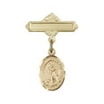 thumbnail image 1 of Gold Filled Baby Badge with St. Joan of Arc Charm and Polished Badge Pin 1 X 5/8 inches, 1 of 1