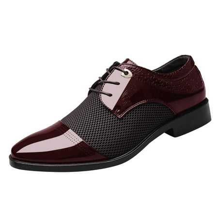 

Mackneog Cl ical Style Shoes For Men Slip On PU Low Rubber Sole Block Heel Work Gift on Clearance