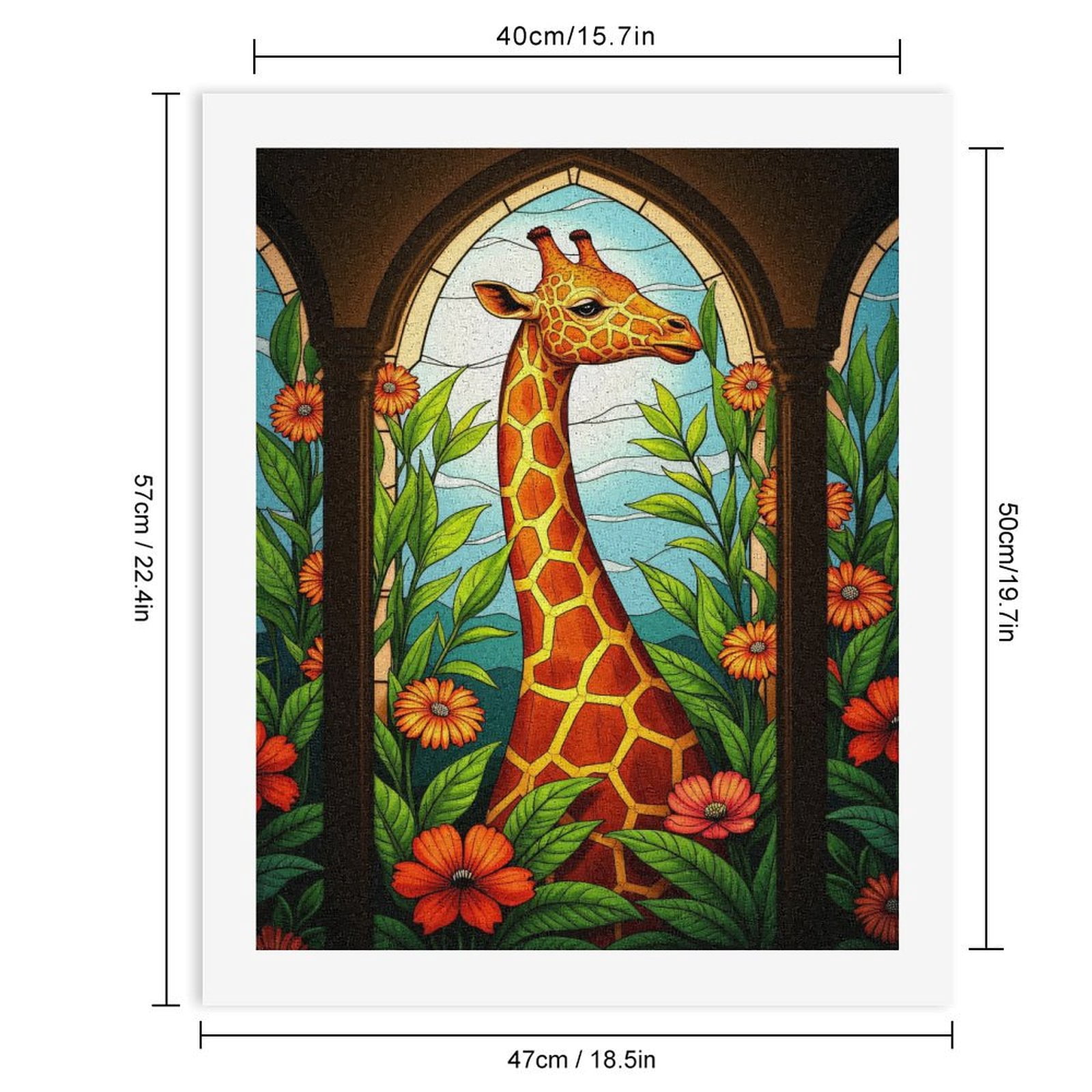 Paint By Numbers Kit for Adults Beginner - DIY Giraffe Stained Glass Floral Art Canvas Painting Kits for Adults, Frameless Paint By Number for Adults for Home Wall Decor 16x20 Inch