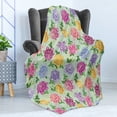 thumbnail image 4 of Dahlia Flower Soft Flannel Fleece Throw Blanket, Vibrant Victorian Renaissance Medieval Motifs Retro Ombre Insprired Floret, Cozy Plush for Indoor and Outdoor Use, 50" x 60", Multicolor, by Ambesonne, 4 of 5