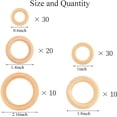 thumbnail image 2 of Nvzi 100 PCS 5 Sizes Natural Wood Rings, Unfinished Smooth Wooden Ring, Wood Circles forCraft, Ring Pendant and Connectors Jewelry Making (100pcs-5 Sizes), 2 of 5