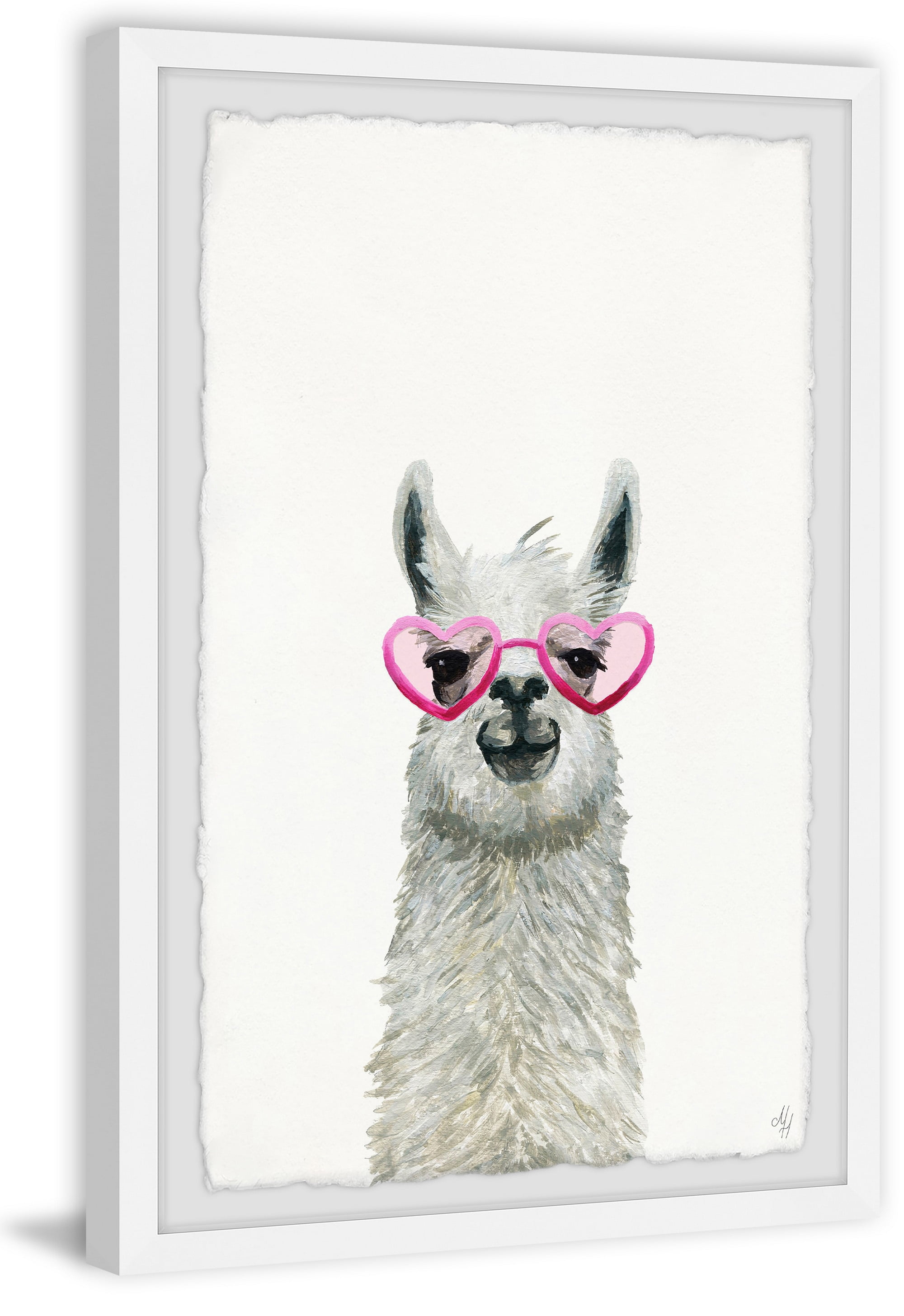 Marmont Hill Pink Trendy Llama Framed Wall Art