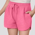 thumbnail image 2 of CYRBOKO Girls Shorts, Summer Elastic Waist Drawstring Shorts with Pockets Hot Pink Size 5-6 T, 2 of 8