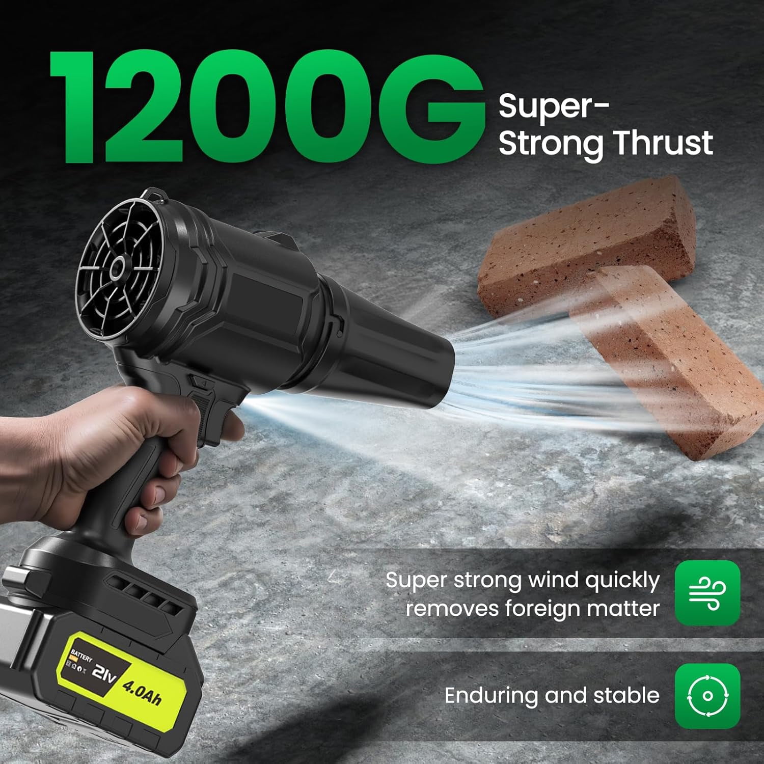 21V Cordless Leaf Blower, 980,000 RPM Handheld Blower with 2 Batteries & Charger, 110+ MPH Wind Speed, Lightweight 1.12 lbs for Lawn, Patio, Deck, Garage Cleaning