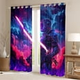 thumbnail image 2 of jejeloiu 3D Soldier Lightsaber Black Out Curtains,Modern Fashion Gaming Curtains Pack of 2 (42x63 Each),Purple Pink Blue Bedroom Curtains For Boys,Ultra Soft Home Decor, 2 of 6