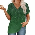 thumbnail image 4 of Womens Summer Tops V Neck Short Sleeve Shirts Trendy Casual Vacation Printing Tee Shirts, 4 of 7