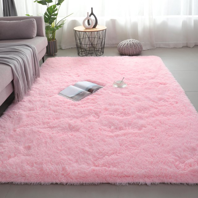 Alfombra Shag Area Boshengya ultrasuave y esponjosa de 150 x 240 cm, color rosa