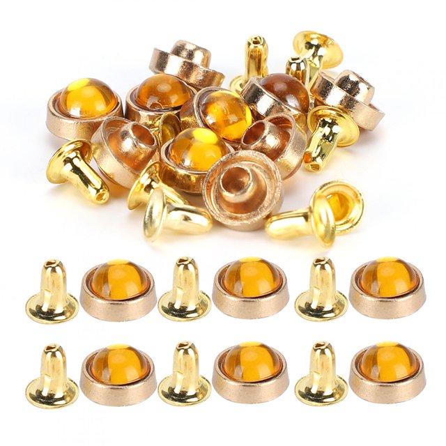 Juego de 100 remaches de cristal de color, aleación de zinc, equipaje, ropa, zapatos, decoración, herramienta de bricolaje, 8mm, amarillo