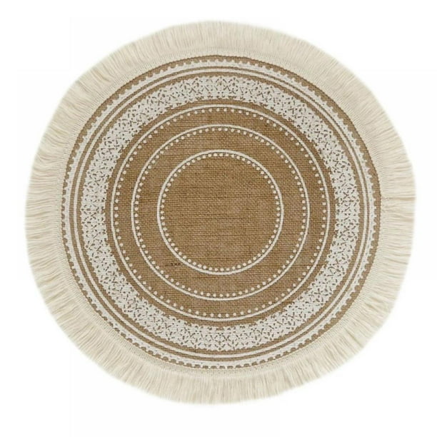 Burlap Round Braided Placemats, Dining Tables Heat Resistant Jute Table