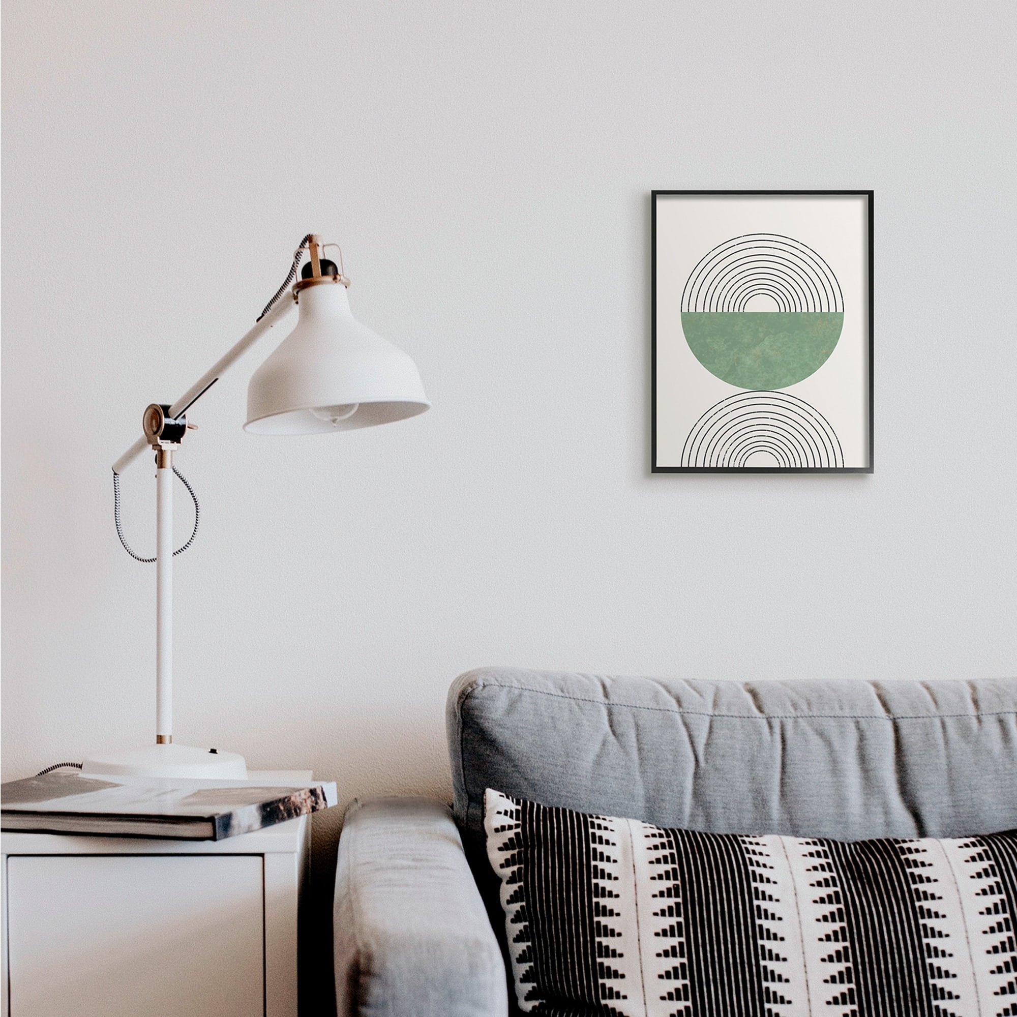 Stupell Industries Abstract Geometric Circular Study Curved Art Deco Abstract Painting Black Framed Art Print Wall Art, 11 x 14