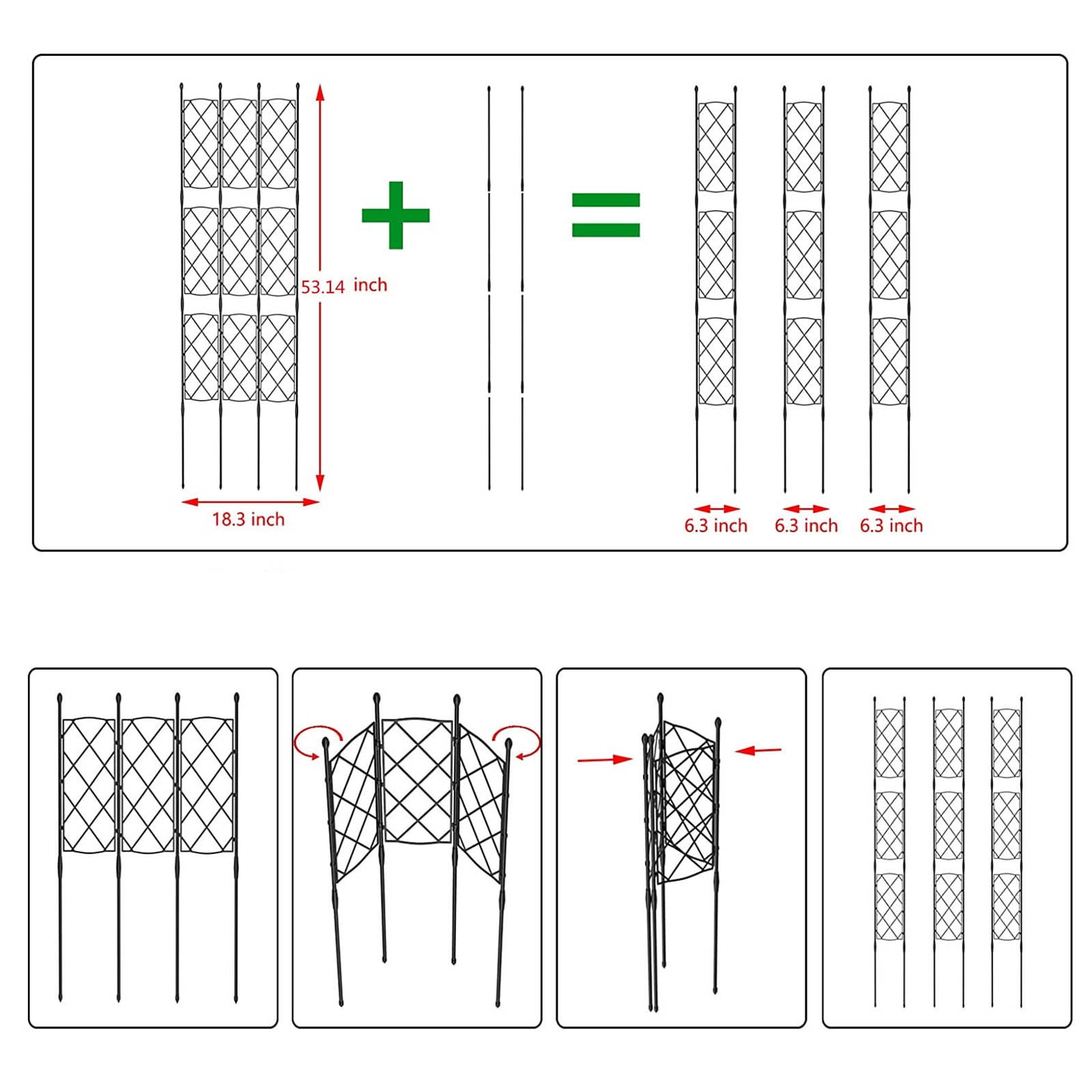 Garden Trellis for Climbing Plants Cucumber Trellis for Raised Bed Pea Trellis Rose Trellis Vegetable Trellis for Climbing Plants Iron Climbing Frame Climbing Potted Support Rattan Climbing Screen