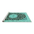 thumbnail image 2 of Ahgly Company Machine Washable Indoor Square Medallion Turquoise Blue Traditional Area Rugs, 5' Square, 2 of 4