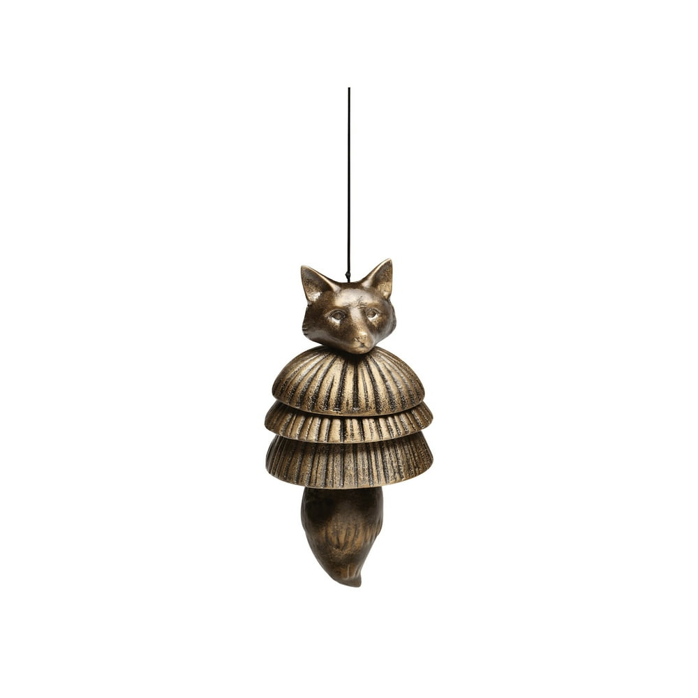 SPI Home Fox Wind Chime Tiered Cast Aluminum Windbell, Brass Finish Windchime