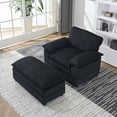 thumbnail image 6 of LITVZ Modern Chaise Lounge Indoor, Big Comfy Corduroy ,56.3" Oversized Chaise Lounge Chair with Ottoman Foot Rest for Living Room (Black), 6 of 10