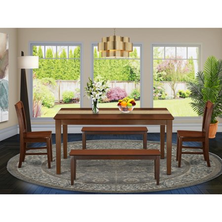 HomeStock Natural Beauty Room Set-HomeStock Table 2 Chairs & 2 Benches