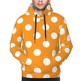 thumbnail image 3 of Zufioo Orange And White Polka Dot Design Fleece Comfortable Hoodie for Mens,Sweatshirt for Men,Pullover Hooded Sweatshirt for Men -Small, 3 of 5
