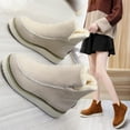 thumbnail image 4 of Botas de nieve de invierno de talla grande, con suela gruesa y punta redonda, sin cordones, informales, de estilo europeo y americano, de caña baja, cortas para mujer, 4 of 6