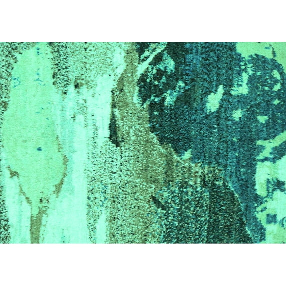 Ahgly Company Machine Washable Indoor Rectangle Abstract Turquoise Blue Modern Area Rugs, 5' x 7'