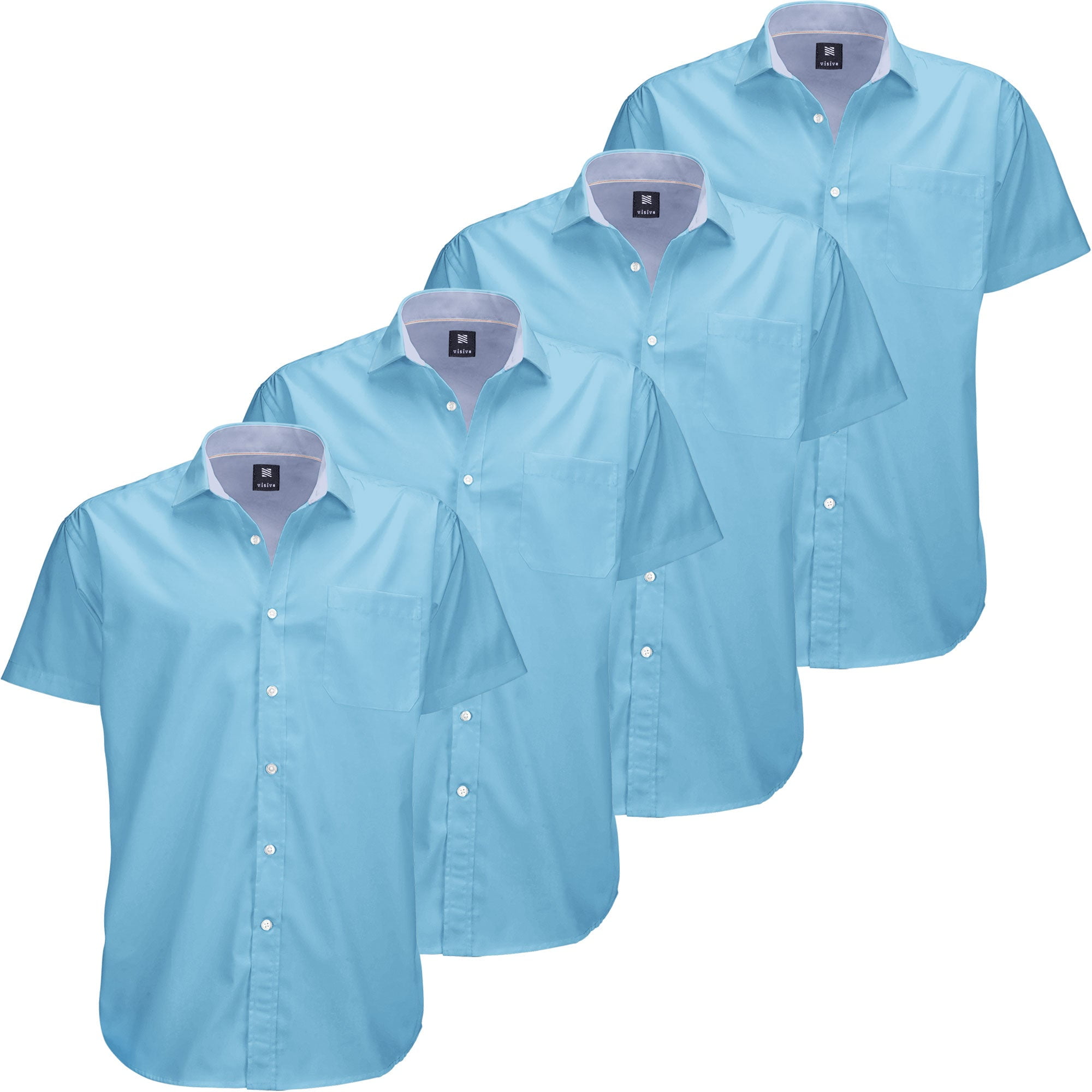Visive Mens Shirt Big and Tall Oxford 4 Pack Short Sleeve Button Down
