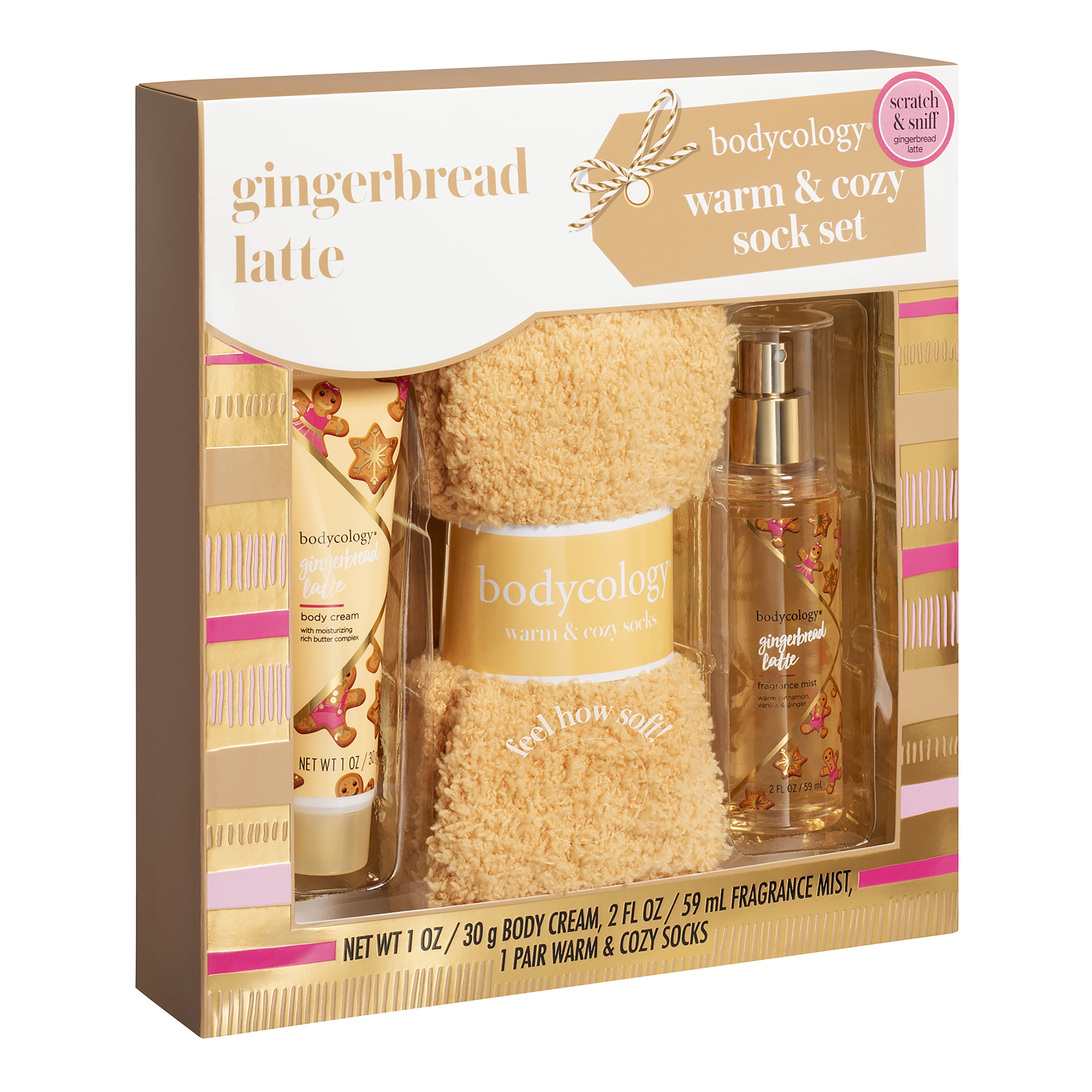 2 pack) Bodycology Gingerbread Latte Warm and Cozy Sock Set, 3