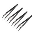 thumbnail image 1 of Pinzas de cerámica de precisión no conductivas antiestáticas pequeñas curvadas negras 4 piezas, 1 of 4
