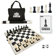 WE Games Travel Tournament Chess Set, 20 inch Roll Up Vinyl Chess Board with Storage Bag