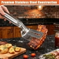 thumbnail image 3 of ABPETE Stainless Steel Grill Clamp, Double-Sided Stainless Steel Grill Clamp Spatula, Double-Sided Anti-Scald Extended Handle Spatula Tong, for Grilling Meat, Fish and Pancakes, Bread, Pizza (2pcs), 3 of 8