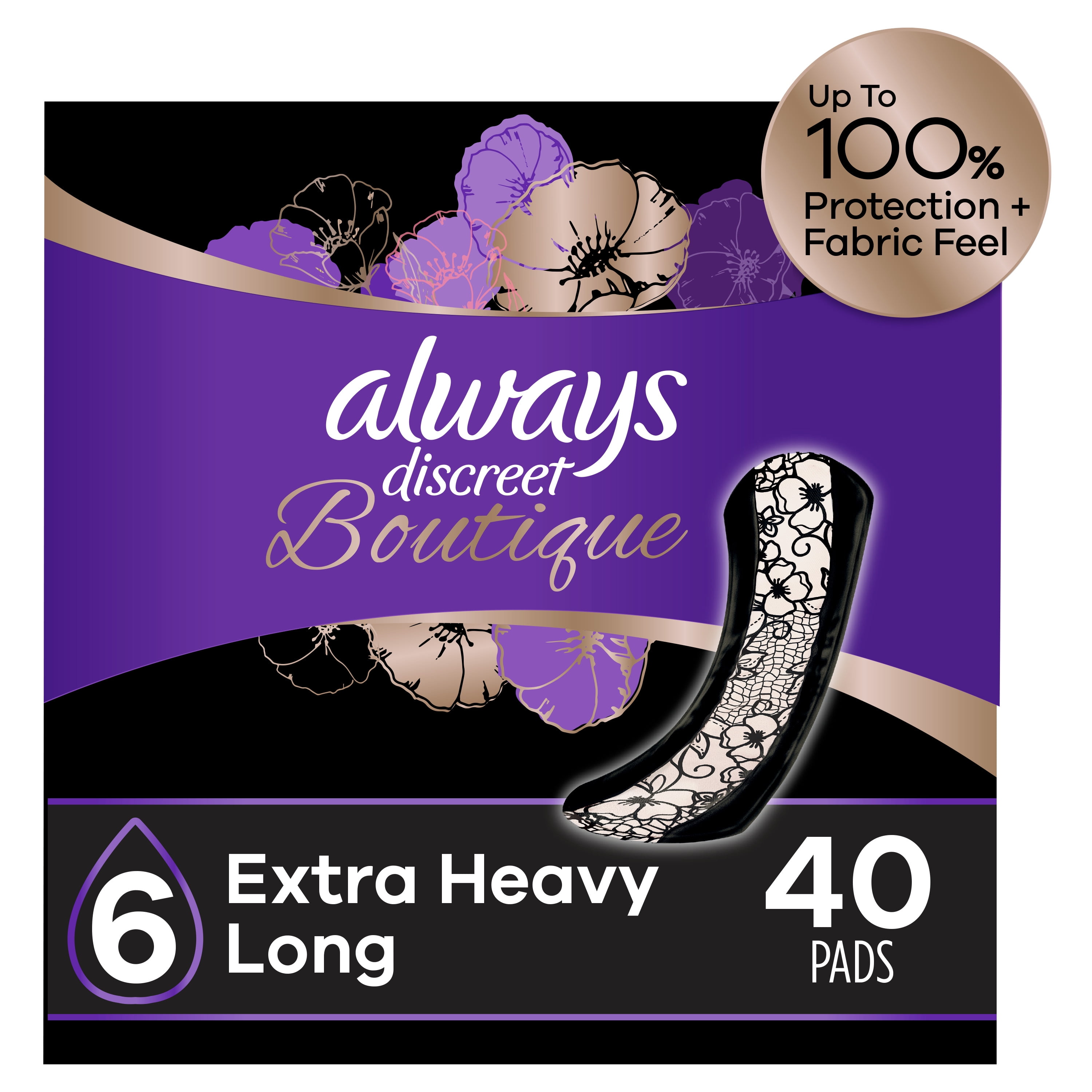 Always Discreet Boutique Incontinence and Postpartum Pads, Extra Heavy